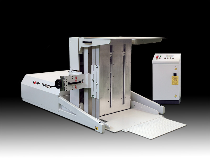 Stationary Pallet Inverter Specially Designed to Rotate, Blow and Vibrate Pallets with Paper or Cardboard