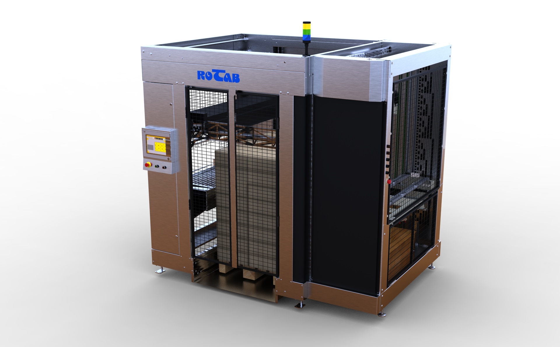 EasyLink Cube Palletiser. Halvautomatisk pallelaster med integreret ark pålægger