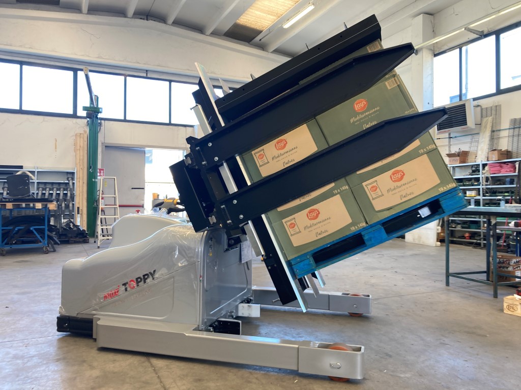 Mobil pallevender / bytter, model Side Press med multi funktion f.eks. løft, klemme og dreje funktioner