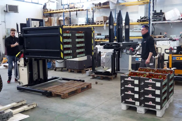 Mobil pallebytter med Side Press og split funktion Wide Base