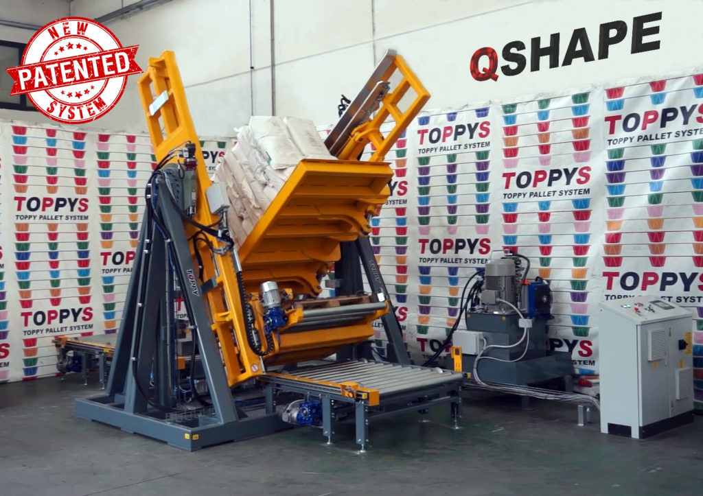 Pallebytter Q-SHAPE In-line system. Effektiv og hurtig udskiftning af paller. Pladsbesparende